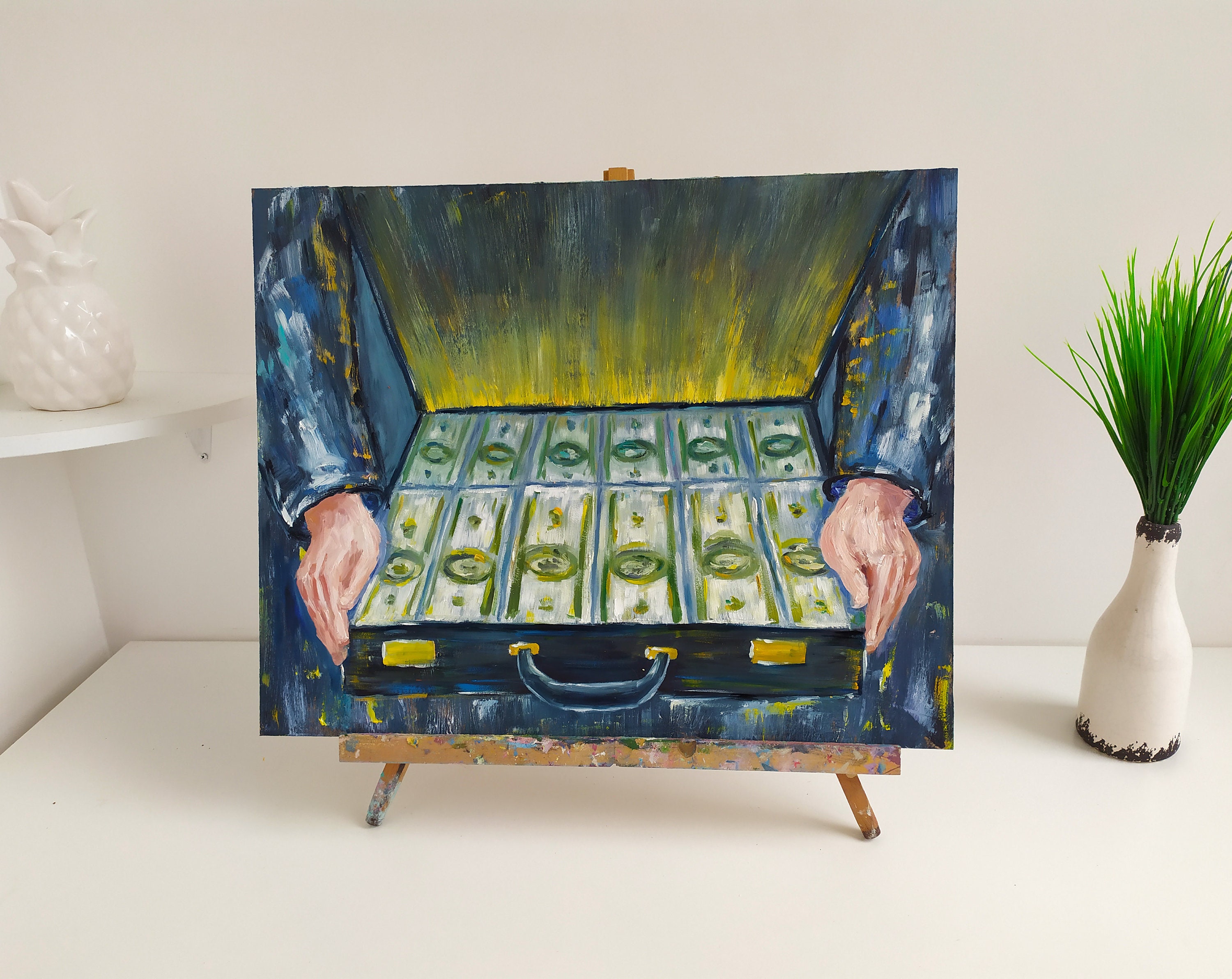 Dollar Painting Money Original Art Wall Street Art Rich Oil Etsy