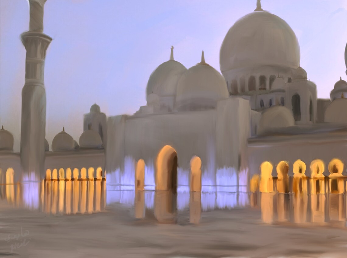 Sheikh Zayed Mosque UAE painting print Etsy