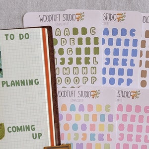 Alphabet Sticker Sheet in 8 Vibrant Colors for Journals, Planners & Scrapbooks - Kiss Cut, Layerable Borderless Matte Letters Create Words