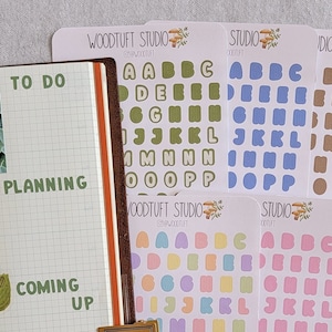 Alphabet Sticker Sheet in 8 Vibrant Colors for Journals, Planners & Scrapbooks - Kiss Cut, Layerable Borderless Matte Letters Create Words