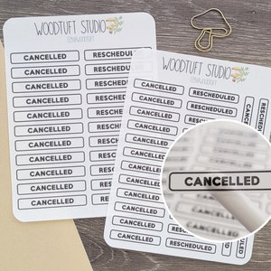 Transparent Cancelled Rescheduled Stickers for Bullet Planner or Dot Journal