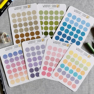 Pegatinas circulares decorativas para diarios con cuadrícula de puntos o agendas con viñetas