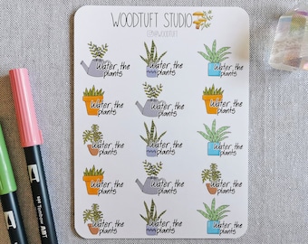 Water the Plants Reminder Sticker Sheet für Dot Grid Journal oder Bullet Planner