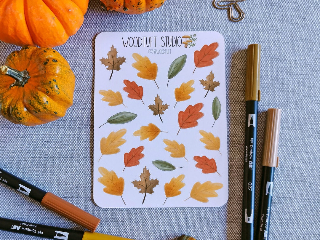 Autumn Leaves Sticker Sheet for Bullet Journals or Planners - Fall Aesthetic