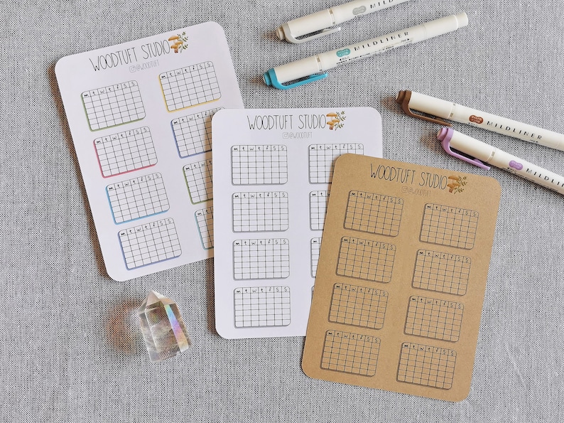 Habit Tracker Monthly Sticker Sheet for Dot Grid Journal or Bullet Planner image 1