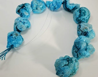 Geode Quartz, Light Blue Drilled Druzy Stones #277