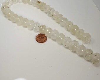 Rondelle Phantom Quartz Stones, Milky White, Cloud Quartz #278