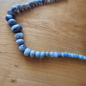 Piedras preciosas de aguamarina Cuentas de tamaño graduado (1 hebra)#286