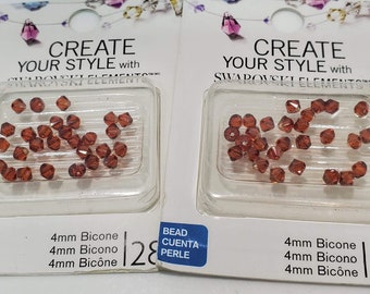 4mm Red Magma Swarovski Crystal Bicones #207