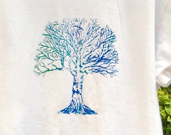 Tree of life Unisex tree tshirt. Nature inspired Tshirt. Blue tree tshirt. Hand drawn T-shirt. Hand painted t-shirt. Soft tshirt. Tshirt.