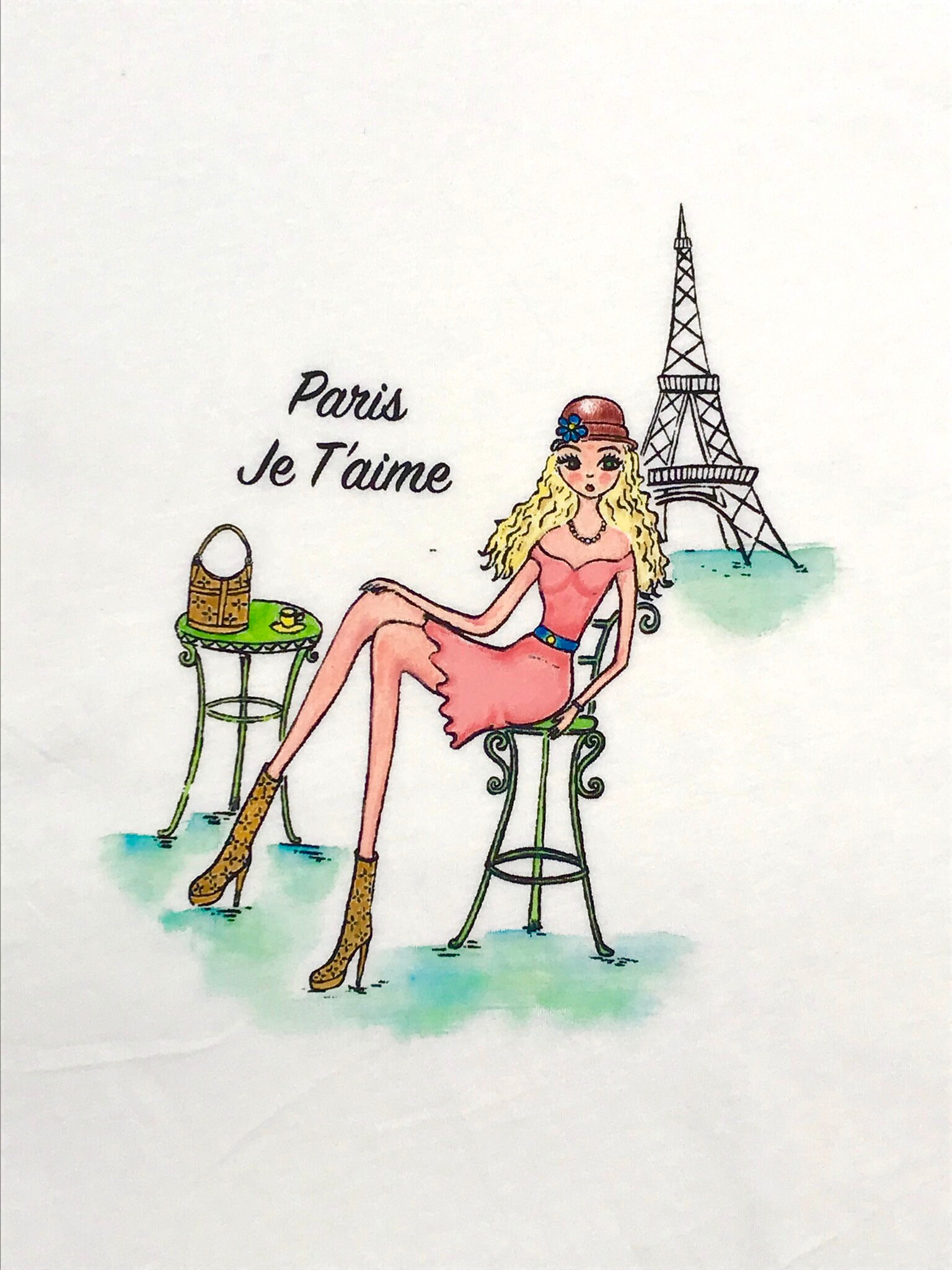 Paris Je T'aime Souvenir France Watercolor Art' Women's T-Shirt