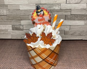 Thanksgiving Faux Cupcake: Fall Tiered Tray Decor, Photo Prop