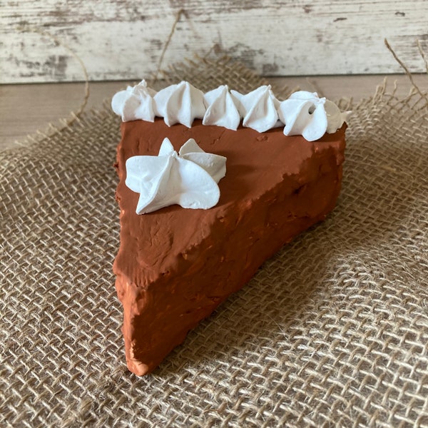 faux pumpkin pie slice/faux pumpkin pie/fake pumpkin pie slice/tiered tray decor/fall decor/food prop/fake pie/pumpkin pie/slice of pie