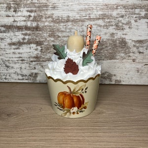 Faux Fall Cupcake: Thanksgiving Tiered Tray Decor (4.5&quot; Tall)