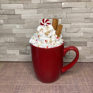 Faux Hot Chocolate Mug: Tiered Tray Fall Decor, Photo Prop