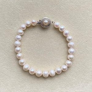 Elegant White Freshwater Pearl Bracelet, Beaded Pearls, Classic Wedding Pearls, Birthday Gift, Perfect for Christmas, Occasion Jewellery
