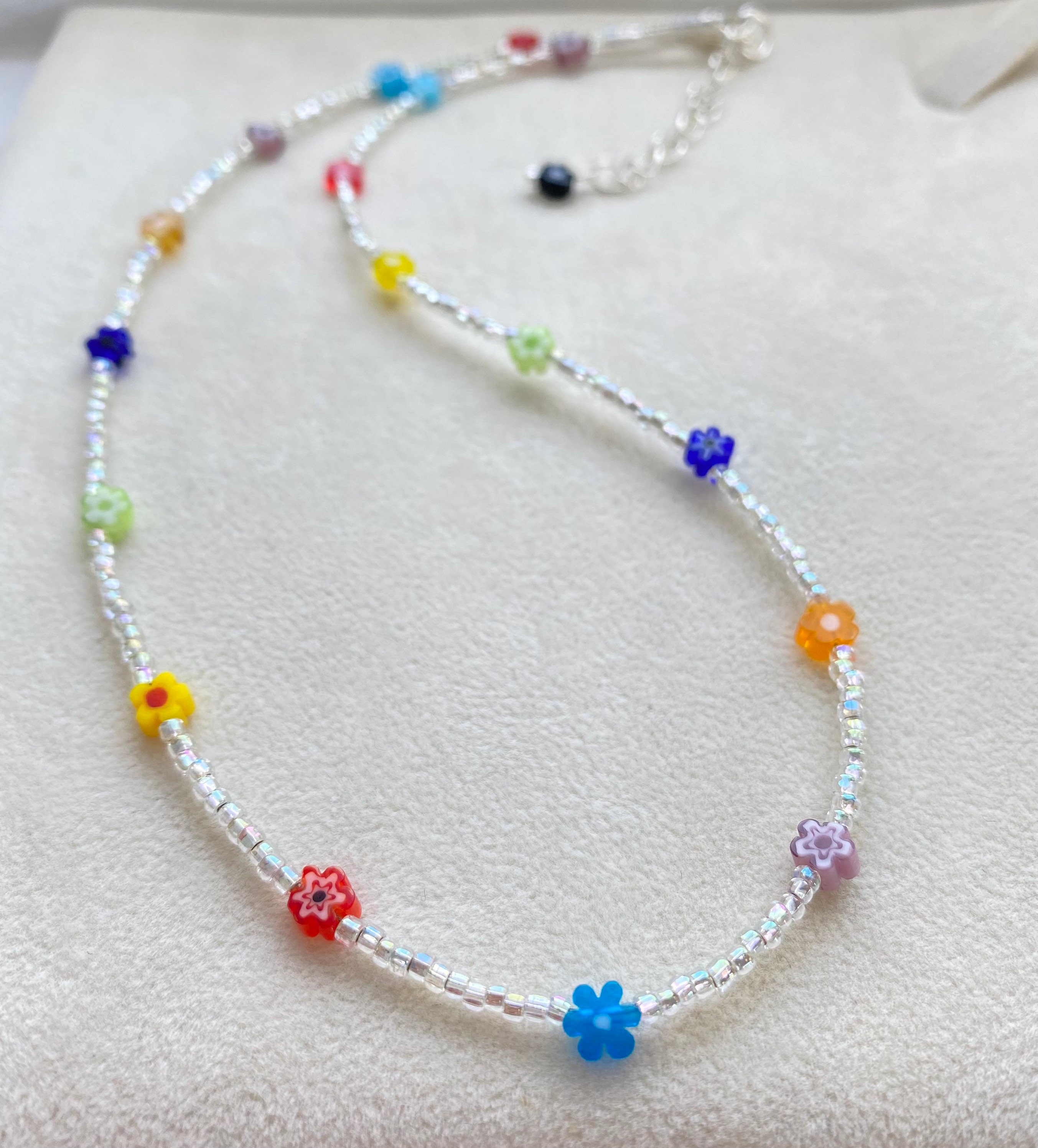 Millefiori Glass Choker Necklace Rainbow Jewellery Flower | Etsy