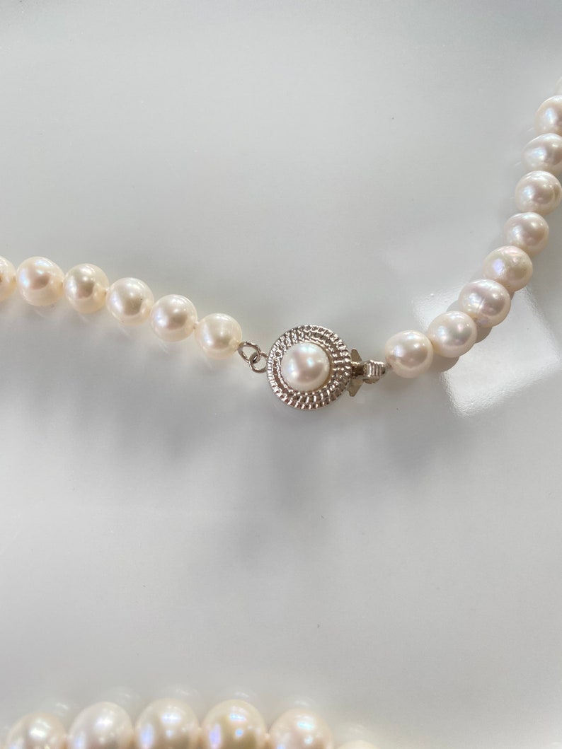 Freshwater Pearl Necklace,White Pearl Necklace,Beaded Pearl Jewellery,Anniversary Pearls,Gifts For Her,Summer Pearl Jewellery,Birthday Gift image 4