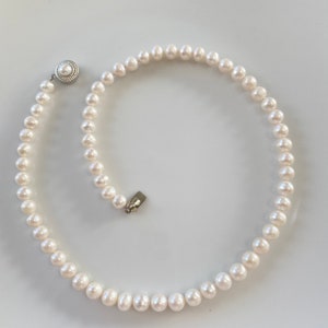 Freshwater Pearl Necklace,White Pearl Necklace,Beaded Pearl Jewellery,Anniversary Pearls,Gifts For Her,Summer Pearl Jewellery,Birthday Gift image 2