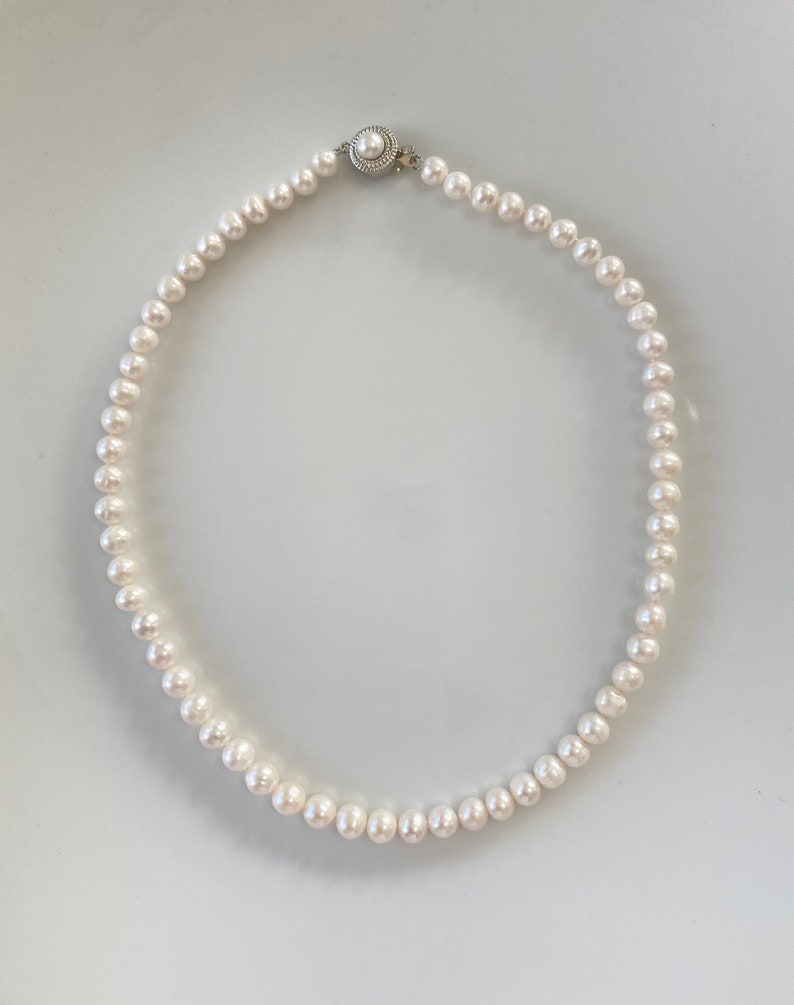 Freshwater Pearl Necklace,White Pearl Necklace,Beaded Pearl Jewellery,Anniversary Pearls,Gifts For Her,Summer Pearl Jewellery,Birthday Gift image 9