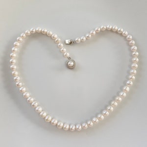 Freshwater Pearl Necklace,White Pearl Necklace,Beaded Pearl Jewellery,Anniversary Pearls,Gifts For Her,Summer Pearl Jewellery,Birthday Gift image 1