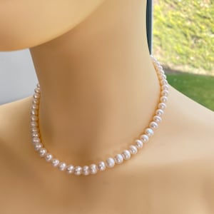 Freshwater Pearl Necklace,White Pearl Necklace,Beaded Pearl Jewellery,Anniversary Pearls,Gifts For Her,Summer Pearl Jewellery,Birthday Gift image 10