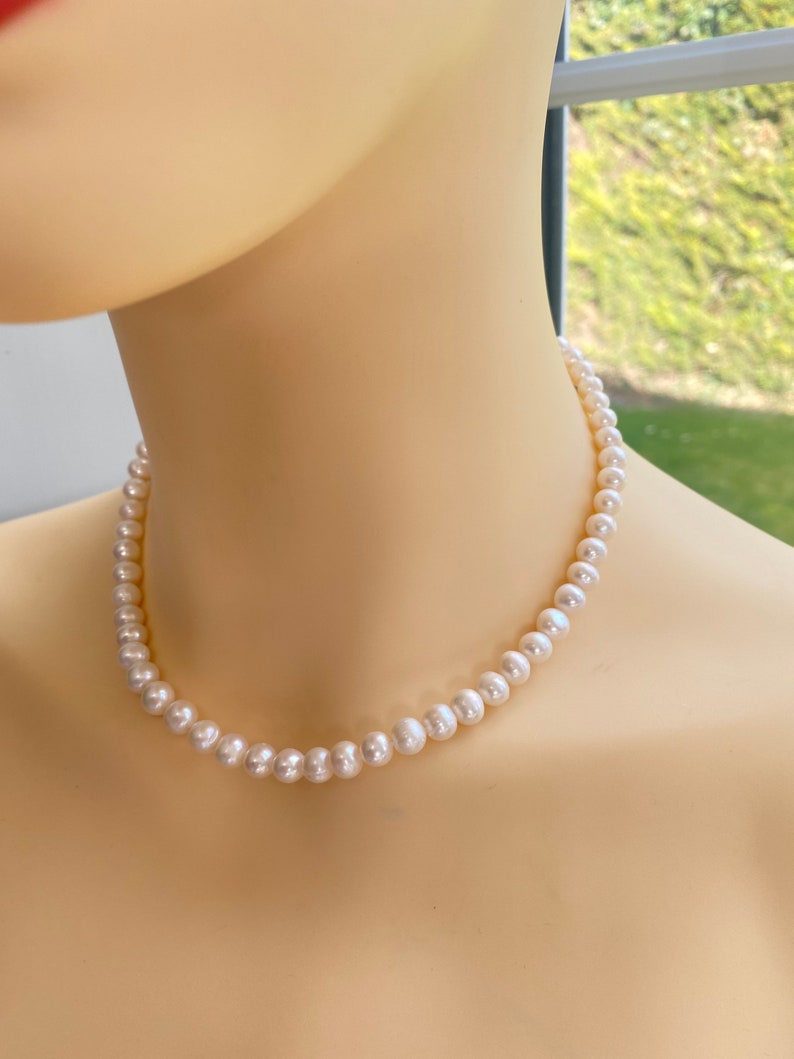 Freshwater Pearl Necklace,White Pearl Necklace,Beaded Pearl Jewellery,Anniversary Pearls,Gifts For Her,Summer Pearl Jewellery,Birthday Gift image 10