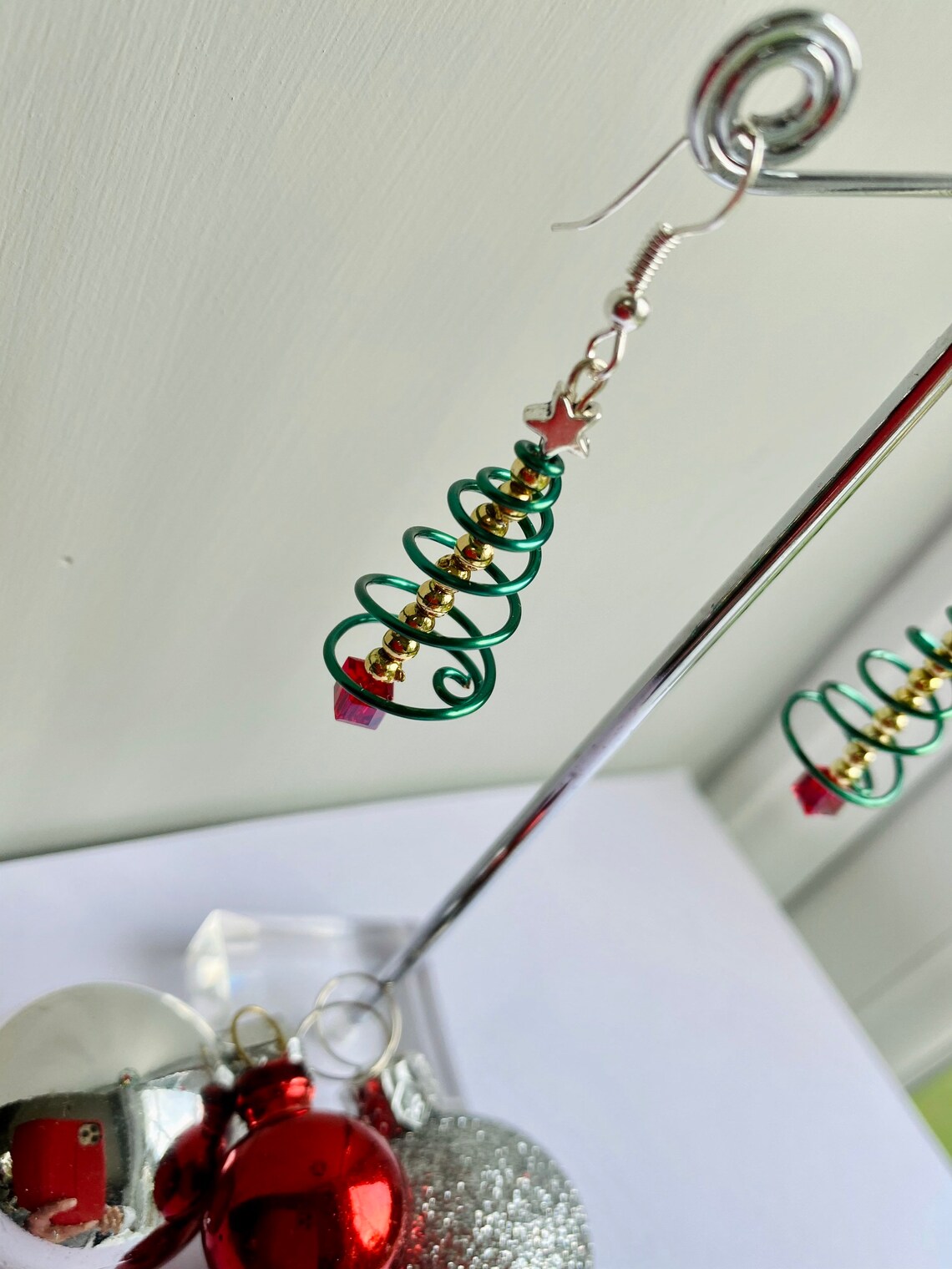STRIPE XMAS TREE EARRINGS