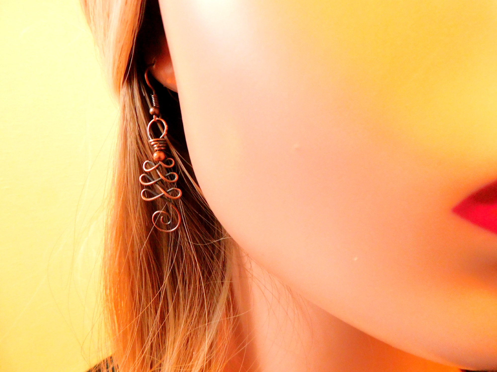 Unalome Copper Earrings, Handmade Wire Earrings, Spiritual Symbol, Hammered  Jewelry, Boho Earrings, Woman's Long Dangle Earrings Gift - Etsy
