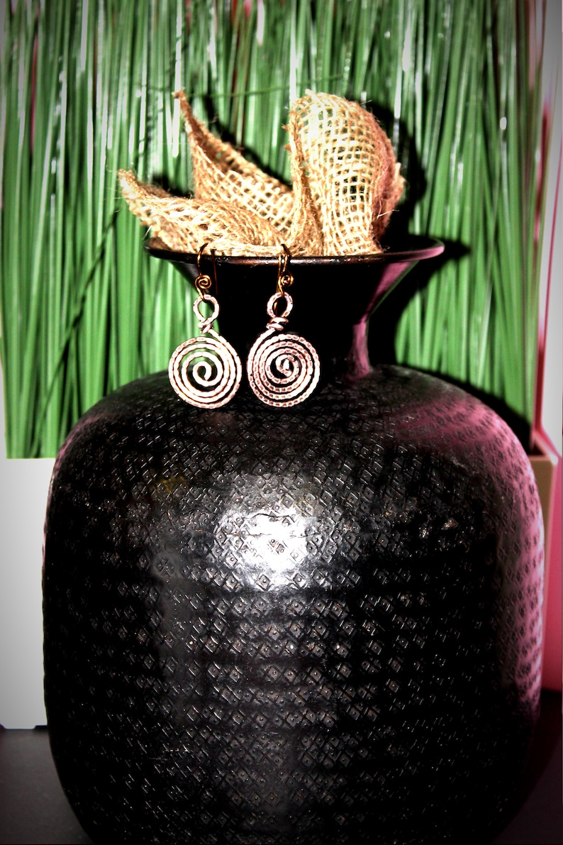 Egyptian Style Earrings Made With Pure Aluminum Wire And Nickel Free Jewelry Hypoallergenic Earrings Boho Spiral Earrings Copper Led