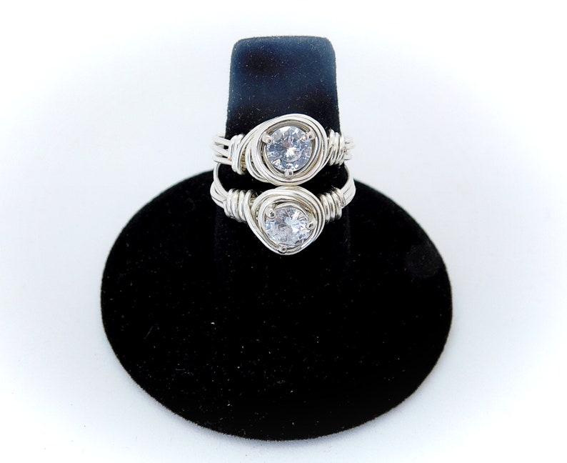 1.25CT Round Cut Moissanite Diamond Wire Wrapped Silver Ring Engagement Boho Solitaire Ring Woman/'s Wedding And Anniversary Jewelry