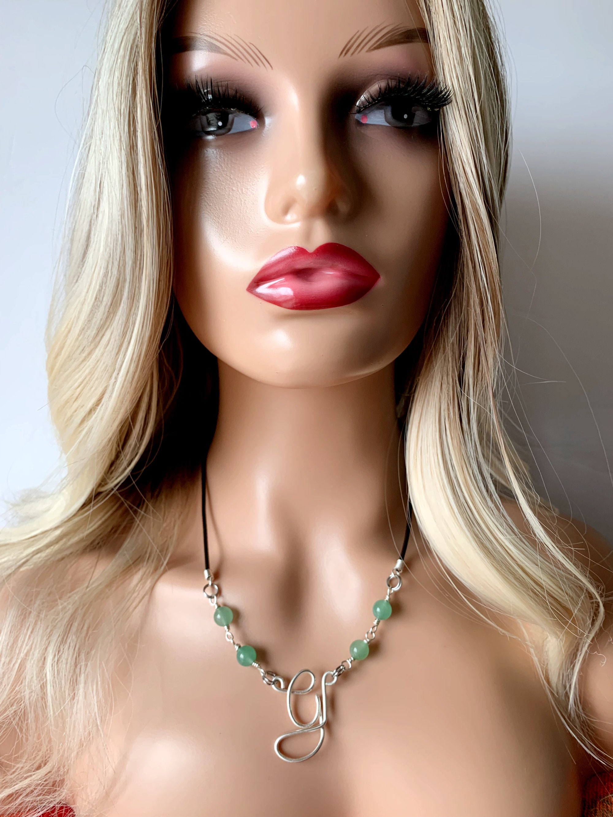 Jade Necklace Name Letter Necklace Initial Name Letter Etsy