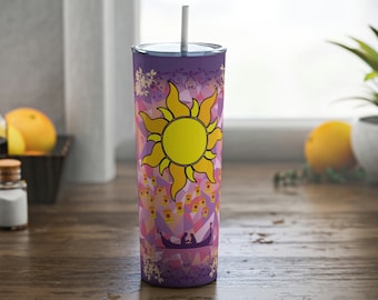 See the Light Lost Princess Rapunzel Tangled Stainless Skinny Steel Tumbler with Straw, 20oz