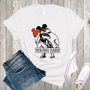 Wrong Park Dinosaur Tee Shirt, Kingdom Trip Shirt, Vacation Shirt, Jurassic Tee, Women&#39;s Tee, Funny Humor Shirt, Men&#39;s Shirt, Dino Mickey