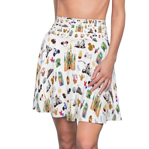 Magic Icons Theme Park Favorites Inspired Women's Skater Skirt image 3