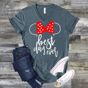 Best Day Ever V-Neck Shirt, Mouse Ears V-Neck Shirt, Summer Trip V-Neck Shirt, Vacation V-Neck Shirt, Theme Park Shirt, Women&#39;s Shirt