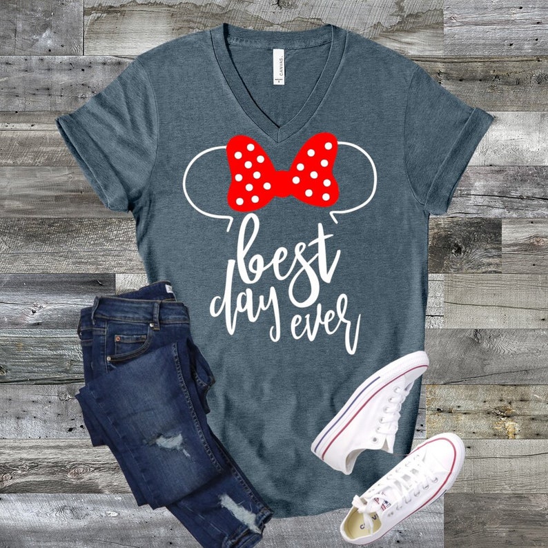 Best Day Ever V-Neck Shirt, Mouse Ears V-Neck Shirt, Summer Trip V-Neck Shirt, Vacation V-Neck Shirt, Theme Park Shirt, Women's Shirt image 1
