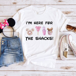 Here for the Snacks Shirt, Family Trip Shirts, Matching Vacation Shirts, Park Snacks Shirt, Girl&#39;s Trip Shirts, Women&#39;s Shirt