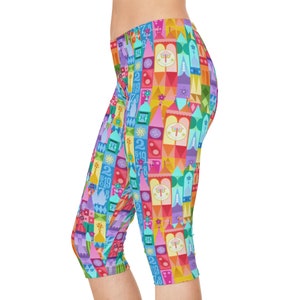 Colorful Small World Capri Leggings, Family Trip Leggings, Vacation Leggings, Fairytale Leggings, Women&#39;s Leggings