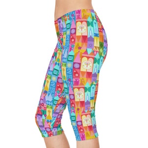 Colorful Small World Capri Leggings, Family Trip Leggings, Vacation Leggings, Fairytale Leggings, Women's Leggings