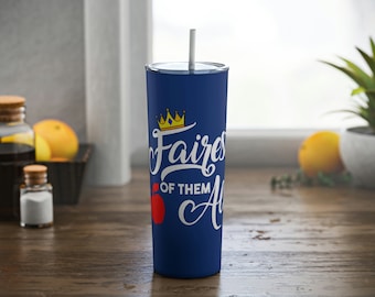 Fairest of Them All Stainless Skinny Steel Tumbler with Straw, 20oz - Princess Snow White