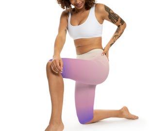 Pink to Purple Ombre Capri Leggings | Gradient Activewear