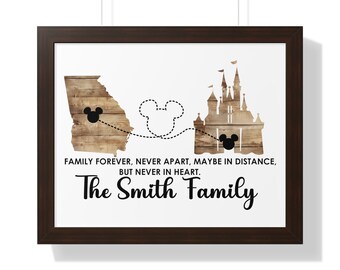 Custom Family Trip State to Castle Framed Horizontal Art Print