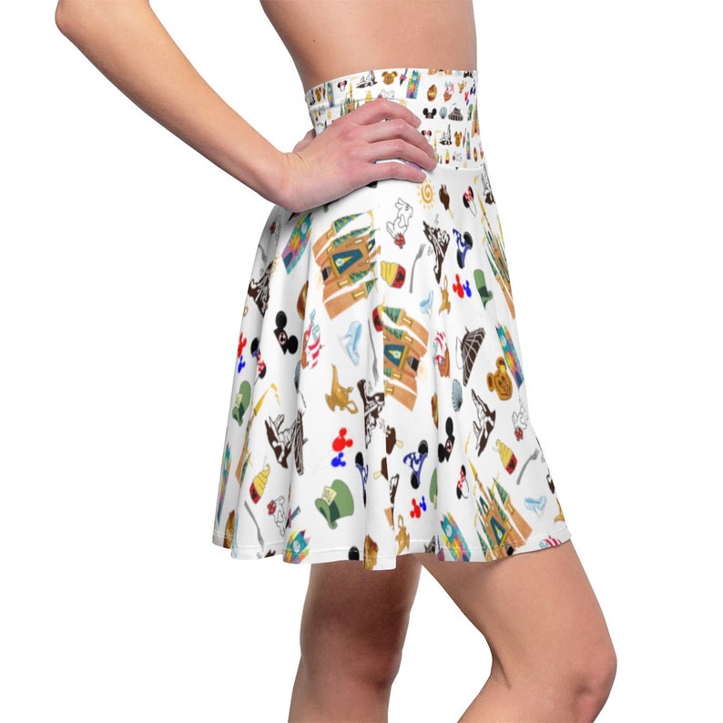 Magic Icons Theme Park Favorites Inspired Women's Skater Skirt image 7