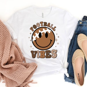 Football Vibes Shirt, Football Family Matching Shirt, Game Day Shirt, Smiley Football Tee, Football Lover Shirt