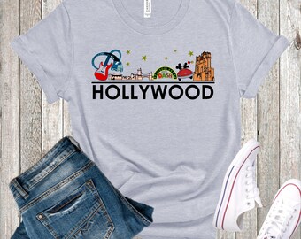 Hollywood Landmarks Tee Shirt, Kingdom T-Shirt, Vacation Shirt, Studios Tee, Women's Tee, Rock N Roll Tower Shirt, Men's Shirt, Kid's Shirt