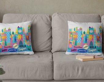 Small World Inspired Pillow, Home Decorative Pillow, Fairytale Throw Pillow, Princess Decor Pillow, Housewarming Gift, Family Gift