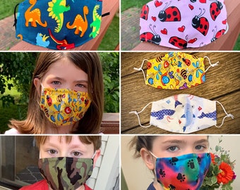 Kids Masks ~ Protective 2 Layer Face Mask ~Unisex~Made in USA~Adjustable For Size and Comfort~Best Seller Child Mask