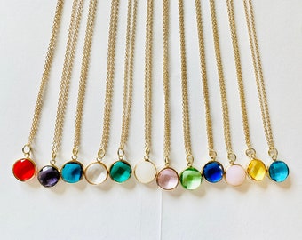 Birthstone Necklace ~ Gold Necklace ~ Personalized Necklace ~ Minimalist Necklace