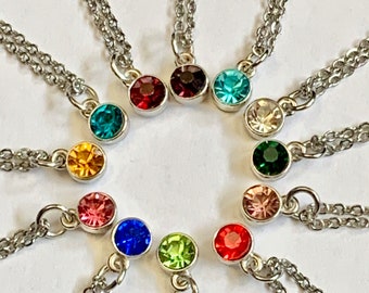 Birthstone Necklace ~ Personalized Jewelry ~ Mini Birthstone Charm  ~ Nickel Free ~ Women, Teens, or Young Girls Necklace